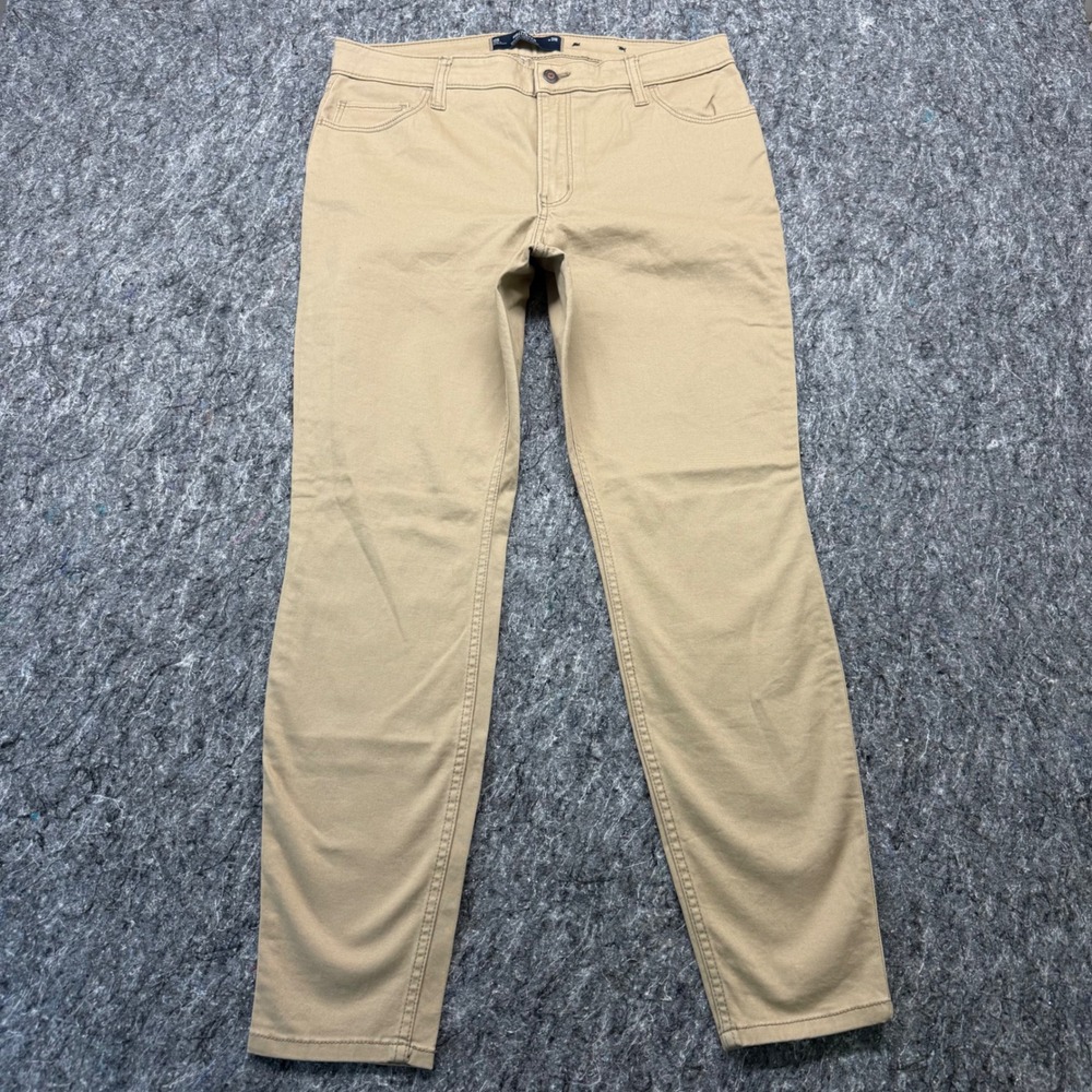 Hollister High Rise Super Skinny Khaki Chino Pants Womens 12R W31 Tan Stretch